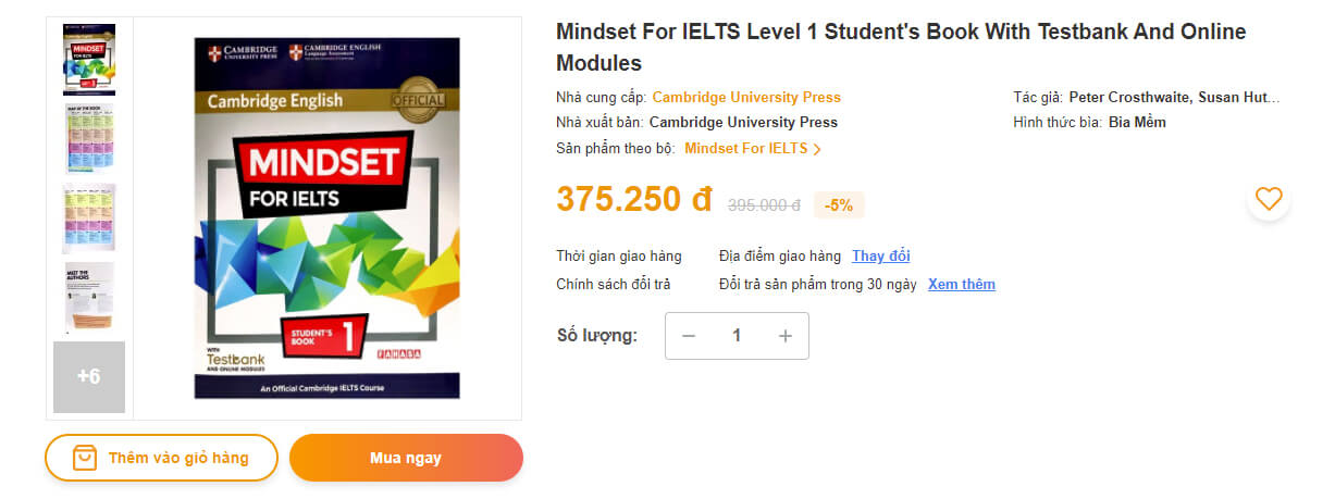 Mua Sách Cambridge Mindset For IELTS Foundation 1 2 3 Ở Đâu Tốt Giá Rẻ?