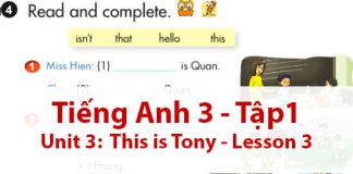 LESSON 3 - Tiếng Anh Lớp 3 Tập 1 Unit 3: This is Tony