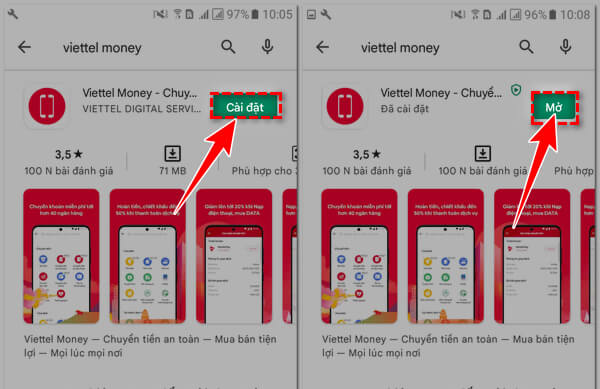 Link tải và cài đặt Viettel Money trên điện thoại Iphone, Androind
